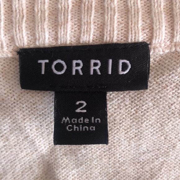 NWOT Cream Torrid LOVE Scoop Necked Long Sleeve Pullover Cotton Sweater Sz L - Picture 3 of 8
